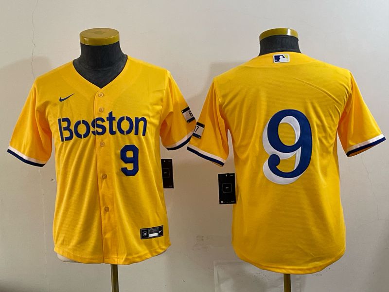 Youth 2025 Boston Red Sox #9 No Name Yellow Nike MLB Jersey 03->youth mlb jersey->Youth Jersey